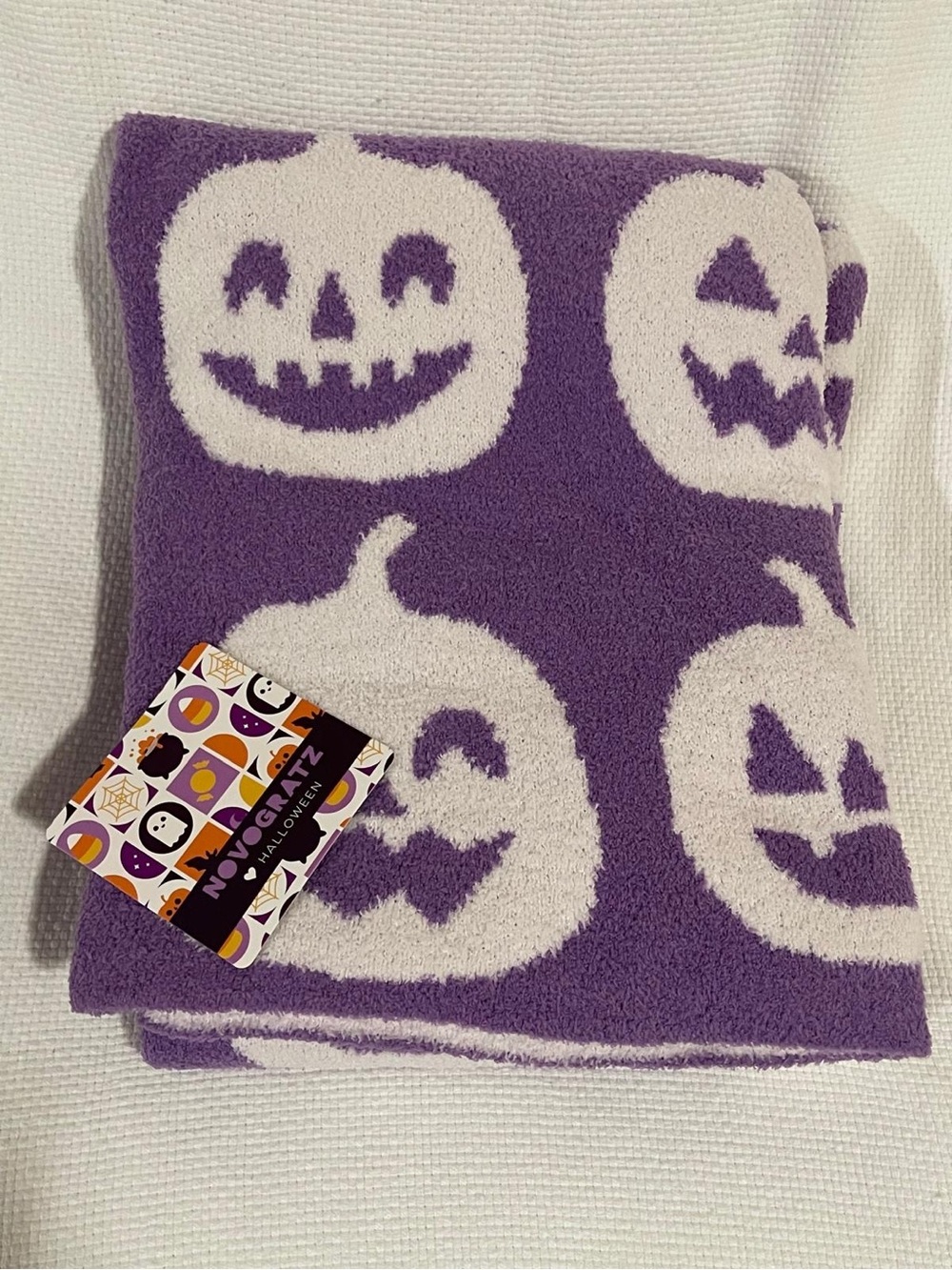 Novogratz Feather Purple Oversized Purple Throw Happy Pumpkin - Halloween Throw